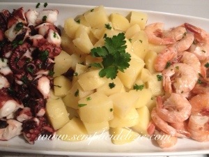 Polpo, Patate e code di Gamberi al vapore ❤